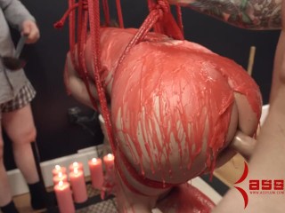 Calico turned into anal pig for rough painal, ATM, & caning in bondage (p2)