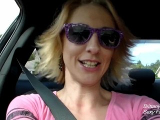 Hot Blonde Brittany Lynn Fingering and Masturbating While Driving in Car