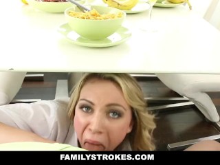 FamilyStrokes - Daddy fucks step daughter every time mommy leaves