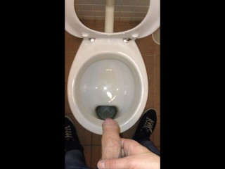 Taking a dirty piss in a public toilet