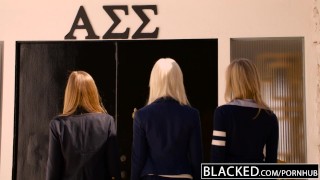 Threesome blacked bbcs get three preppy girl dick blacked