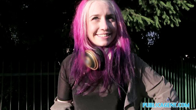Colored Hair Girl Porn - PublicAgent American slut talks dirty fucking outdoors in Prague