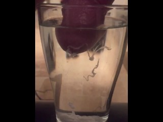 spunkdude72 cumming slowly in a glass of water