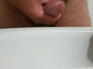 Washing my sensitive head before making myself cum