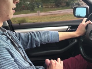 Little Chris jerks off driving us to Grandma’s house
