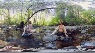 YanksVR's Ana Molly and Belle Masturbate and Cum Outside in a Creek0