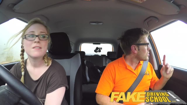 Fake Driving School: inconspicuous Satine Spark demonstrates a wild ride to instructor