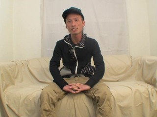 Skinny emo Japanese dude strokes his cock and cums