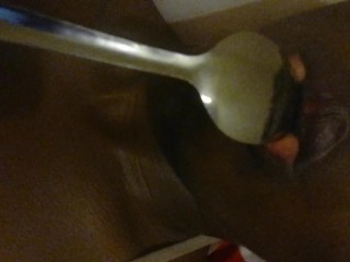 Licking a spoon..lol