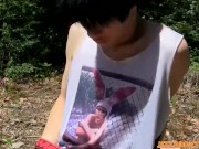Preview 3 of Outdoor masturbation with anal beads for a cute Asian twink