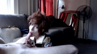 TRACER HERE !! Eager Cock Edged into Oral Creampie Bliss! Cosplay japanese