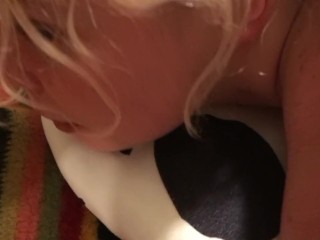 little babygirl submissive puts a show on for Master Daddy and friend