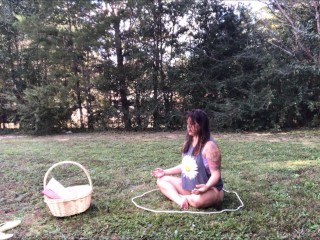 Outdoor yoga in panties