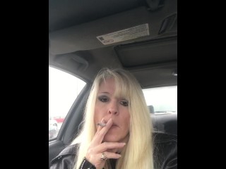 Smoking leather and leggings in my car