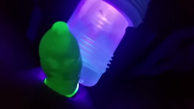 Neon Light Porn - Glow in the Dark condom, Fleshlight fucking cumplay