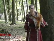 Preview 1 of Viking bride Nadine Cays with hairy pussy masturbates with morning star