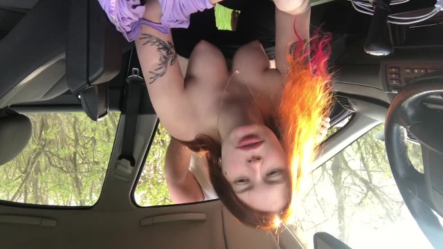 Young redhead Kate Utopia fucks her lover in the car