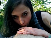 Preview 2 of Lazy Outside Blowjob: Cum in Mouth, Cum Play, Plants on Dick