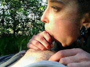 Preview 3 of Lazy Outside Blowjob: Cum in Mouth, Cum Play, Plants on Dick