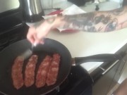 Preview 2 of Pornstar Cooking Bacon Naked