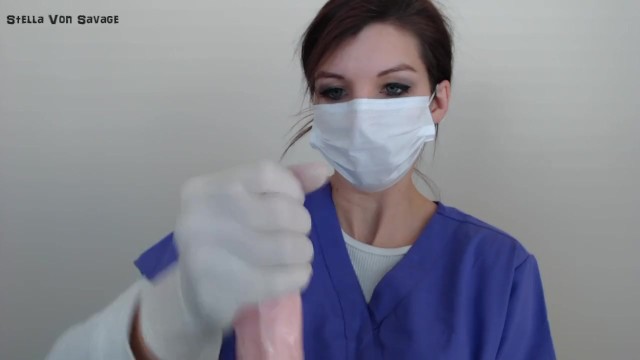 Handjob Gloves Material - Milking Procedure - Nurses' Clinical HandJob in Latex Gloves & Mask Cumshot