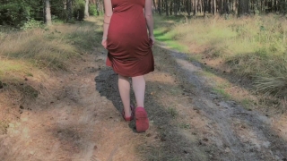 Playful Redhead Pissing in Forest and Showing her Big Boobs Big moaning