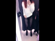 Preview 2 of schoolgirl does public blowjob in fitting room - amateur Reislin