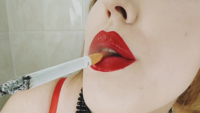 CIGARETTE DANGLING AND SMOKING CLOSE UP WITH RED LIPS Pornhubcom