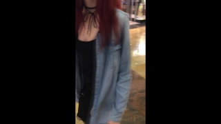 Classmate swallow cum after school in the Mall - amateur public blowjob Tits cowgirl