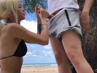 PublicPorn BeachSex PussyJob - Island Sex Freya Stein Cum In Undies