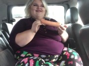 Preview 2 of SSBBW Nicole Ann uses dildo in car on her wet pussy