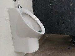 Jerking off public bathroom with a stranger