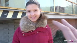 GERMAN SCOUT - Extrem Skinny College Teen Gina Gerson talk to Sex at Street