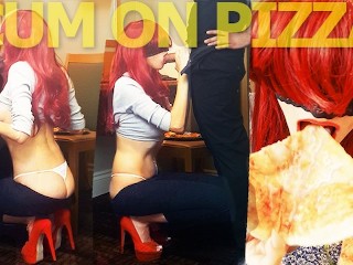 Redhead Cumshots Heeels - Stunning redhead in orange high heel wants some cum on her pizza!!!