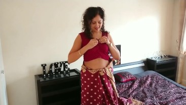 Indian red saree Bhabhi caught watching porn by Devar fuck ...