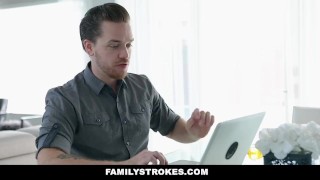 FamilyStrokes - Horny Stepsis Gets Caught Being Fucked