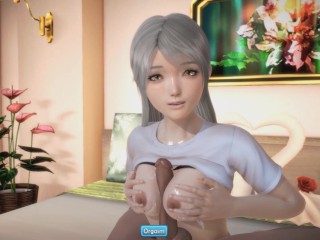 (3D Porn)(3D Hentai) Amazing silver-haired teen sucking and swallowing.