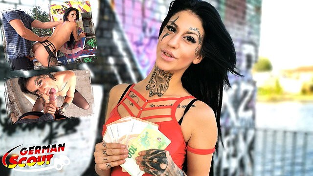 German Scout: Tattooed teen Mina fucks for money