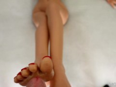 Perfect Feet Footjob with Sex Doll