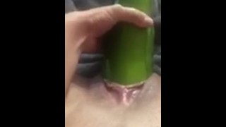 stretching my whore vagina with a big zucchini for daddy