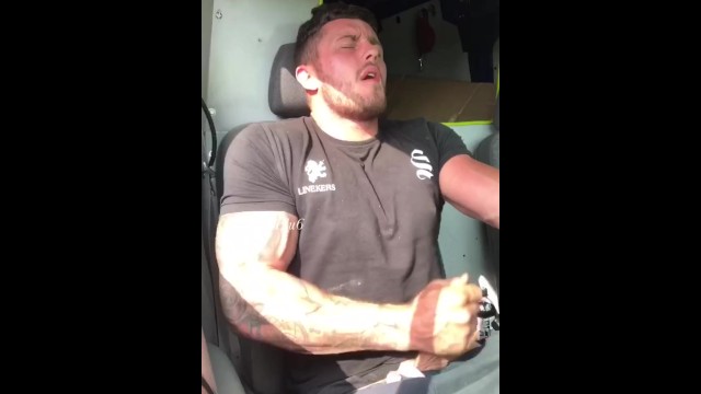 Military men who self suck Buff builder wanks him self off on the way to work
