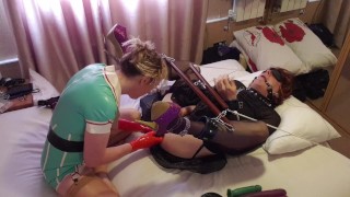 Latex Nurse Pegging Her Bondage Sissy Slut. Essex Girl Lisa & Tgirl Lucy