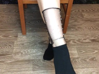 Socks fetish/long black socks/pov black kelly feet socks