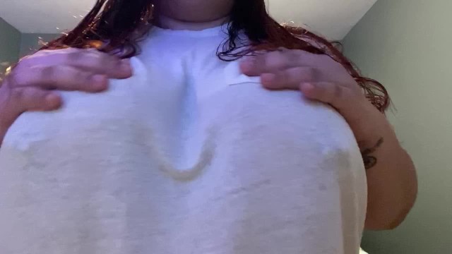 Wet T Shirt Playing And Bouncing My Huge Natural Tits Pierced Nipples