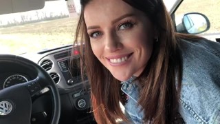 She Loves To Suck Dick In The Car And Eat Cum