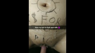 Another man get her turn to fuck my wife in gangbang with no condom!! [Cuckold. Snapchat]