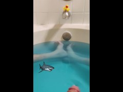 Bath time with daddy shark