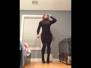 Michaela's tight dress (female mask, big booty, legs, heels, pantyhose, trans, crossdress) La Cherry