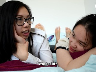 Pillow fight between two sexy teen Asian foot girls (Asian feet, Vietnamese feet, lesbian feet,toes)