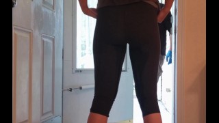 My Wife Wet Her Leggings in front of the Delivery Guy